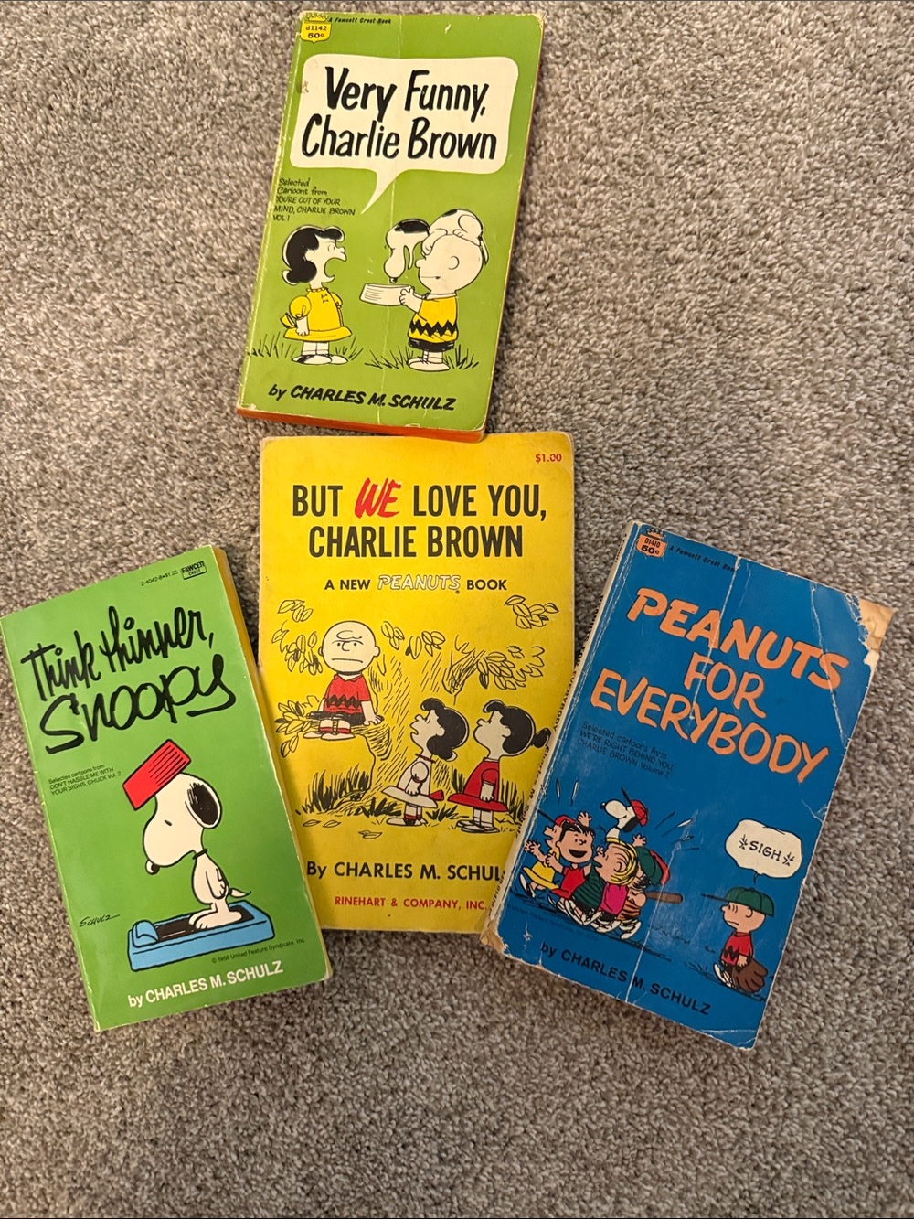 Peanuts Vintage Paperback Set - Charlie Brown & Snoopy (Green, Yellow, Blue)